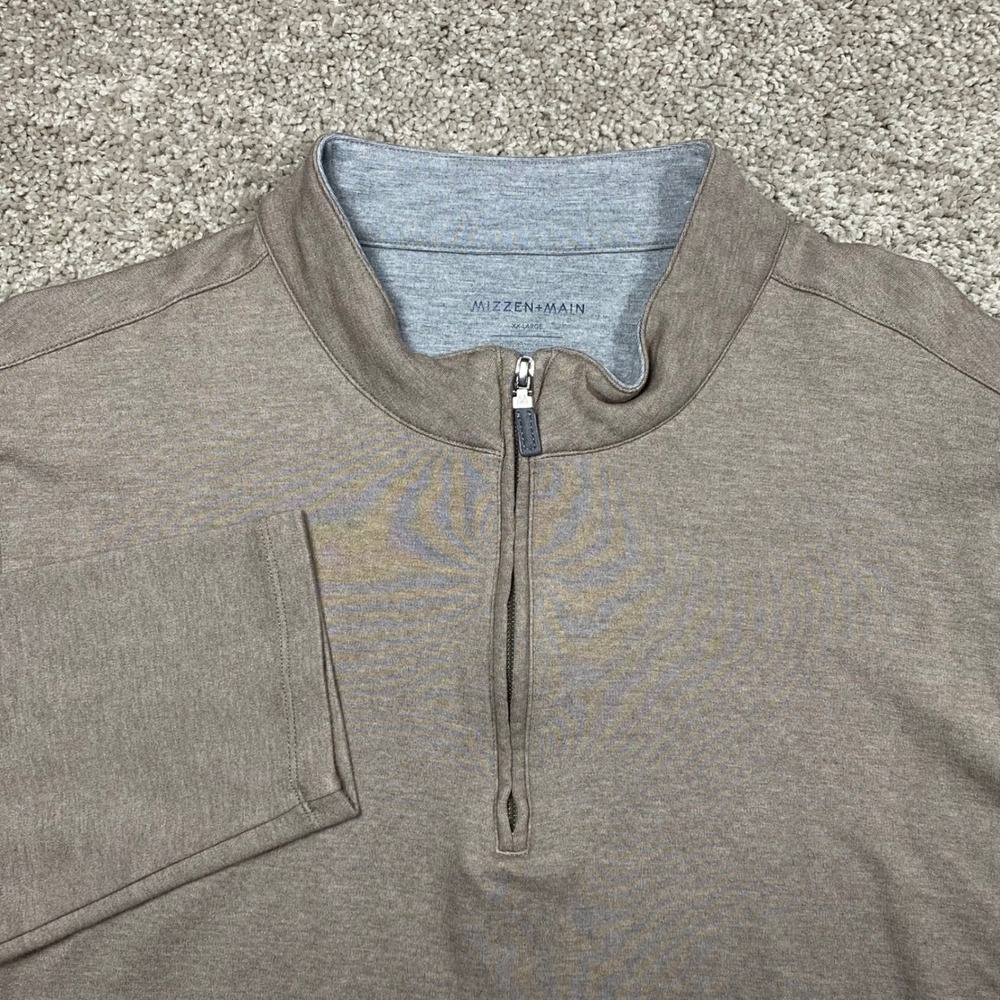 Mizzen+Main Mens XX-Large Heathered Tan Performance Quarter Zip Pullover Sweater
